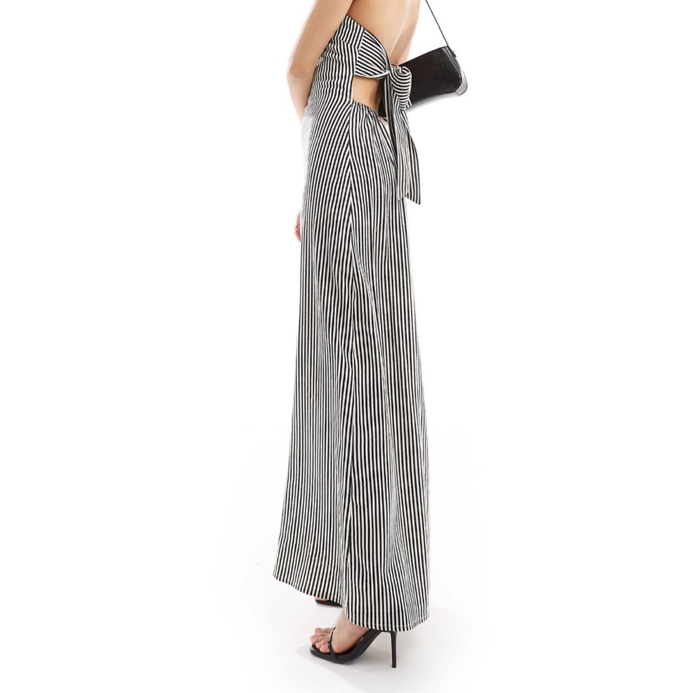 Pretty Lavish striped bandeau dress in black